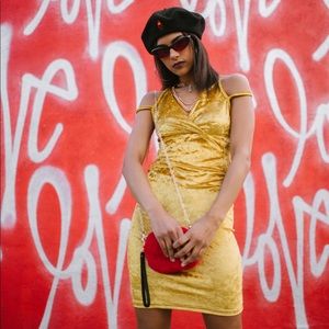 Crushed velvet halter dress